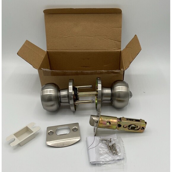 Gobrico Brushed Satin Nickel Privacy Door Knob.Flatball.bed/bathroom.new - Picture 5 of 9